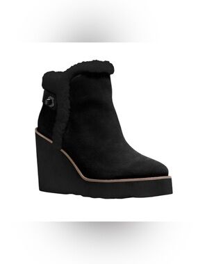 COACH Kingston Wedge Ankle Boots With Shearling Trim